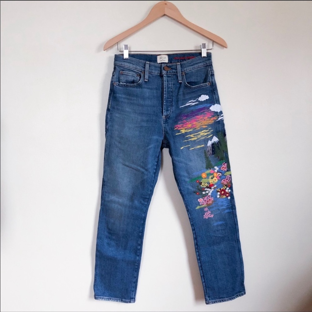 ISO Alice + Olivia “Amazing” Embroidered Jeans